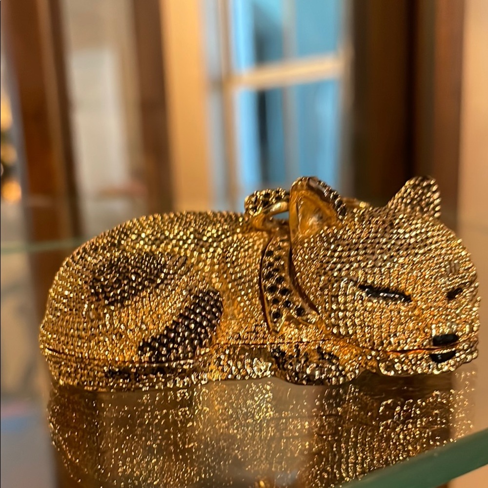 SOLD Kubla Austrian Crystal Gold and Black Trinket Box